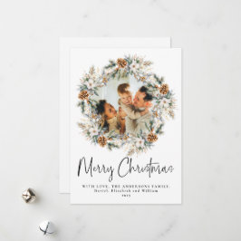 Elegant Skript Botaniskt andetag | Fotojul Julkort