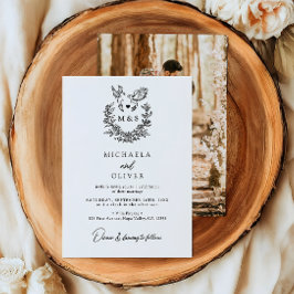 Elegant-skript Bröllop för minimalistiska botanisk Inbjudningar