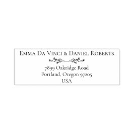 Elegant skript bröllops returadress stämpel