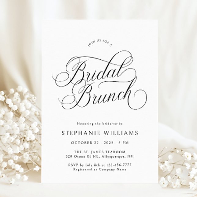 Elegant skript bröllopsbrunch-inbjudan inbjudningar (Skapare uppladdad)
