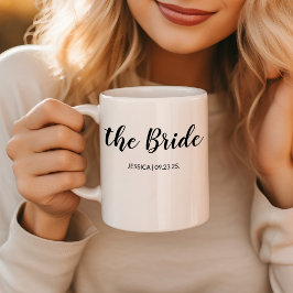 Elegant Skript Bruden Personlig Bröllopsvin Kaffemugg