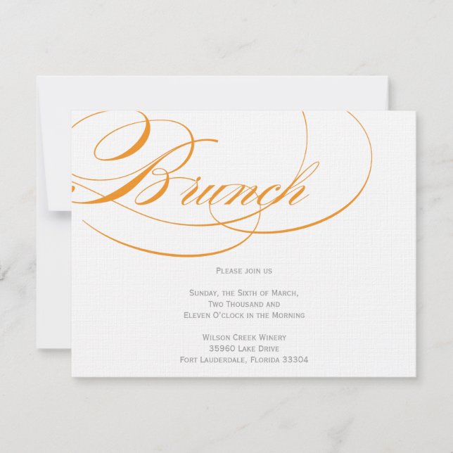 Elegant skript brunch-inbjudan - Orange Inbjudningar (Framsida)