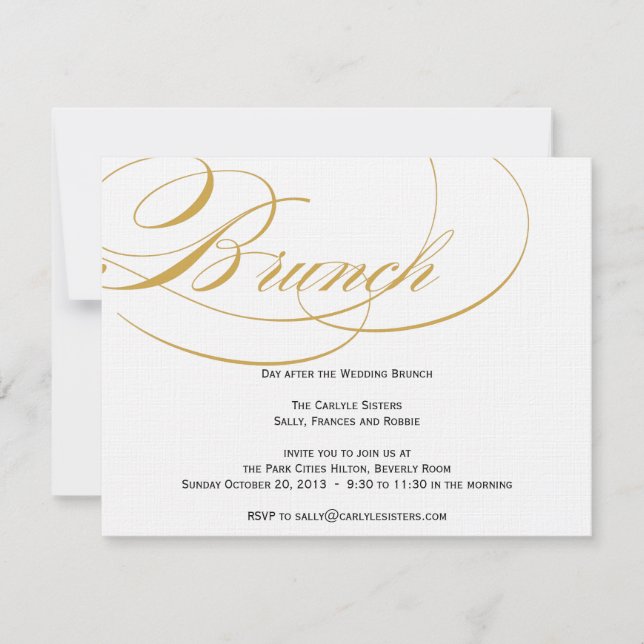 Elegant skript brunchinbjudan - Guld Inbjudningar (Framsida)