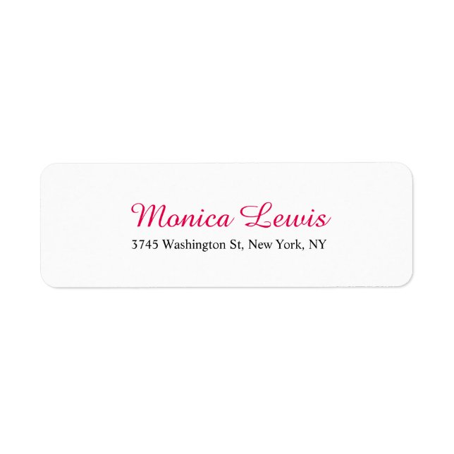 Elegant Skript Chic av röd, vit, Rosa, lårvit Returadress Etikett (Framsidan)