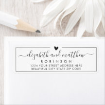 Elegant skript chic bröllops returadressetikett