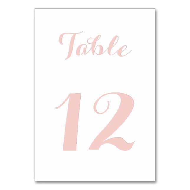 Elegant skript chic vit roséguld bröllopsfest bordsnummer (Framsidan)