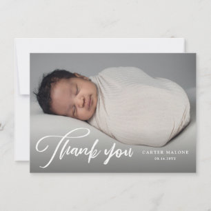 Elegant Skript Enkel Baby Foto Tack Kort