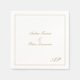 Elegant skript Enkel monogram Formell guldbröllop Pappersservett