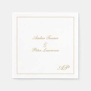 Elegant skript Enkel monogram Formell guldbröllop Pappersservett