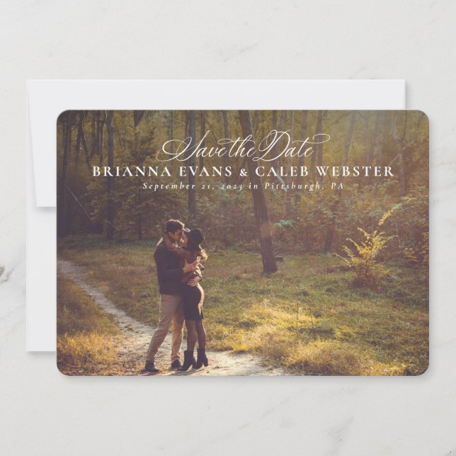 Elegant, skript, enkelt ett foto spara datumet (Framsida)