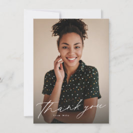 Elegant-skript, enkelt två foto studenten tack kort