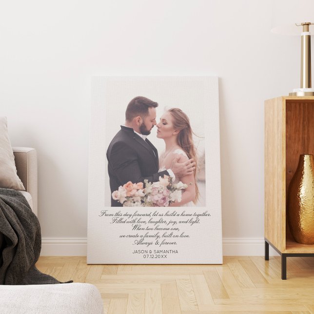 Elegant skript enorm bröllopsfoto & anpassade löft canvastryck (Elegant Script Huge Wedding Photo & Custom Vows Canvas Print
)