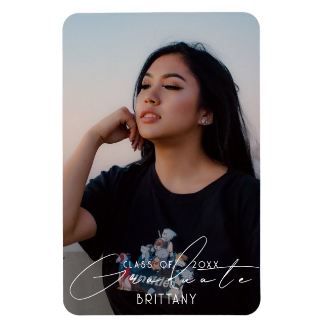 Elegant skript examensdatum Förhandsanmälan Foto Magnet (Vertikal)