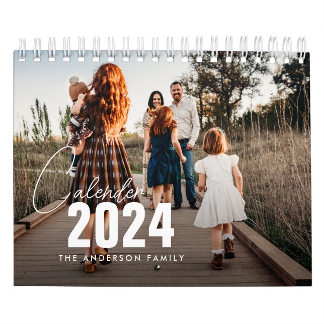 elegant skript familjefoto 2024 kalender (Omslag)