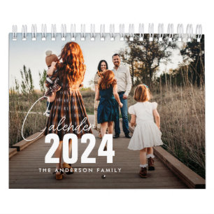 elegant skript familjefoto 2024 kalender