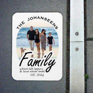 Elegant skript Family Love Quote Name & Photo Magnet
