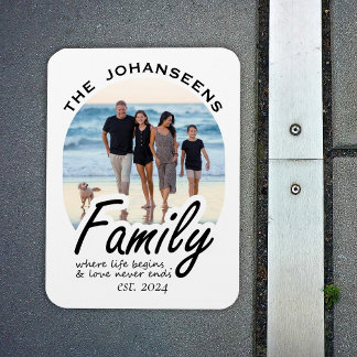 Elegant skript Family Love Quote Name & Photo Magnet