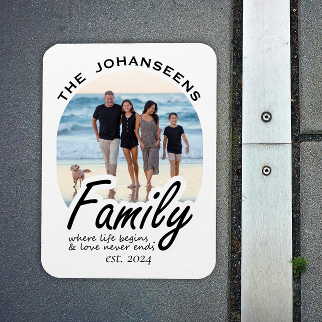 Elegant skript Family Love Quote Name & Photo Magnet (Skapare uppladdad)