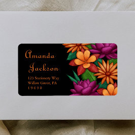 Elegant skript Färgglada blommor Returadress Adressetikett