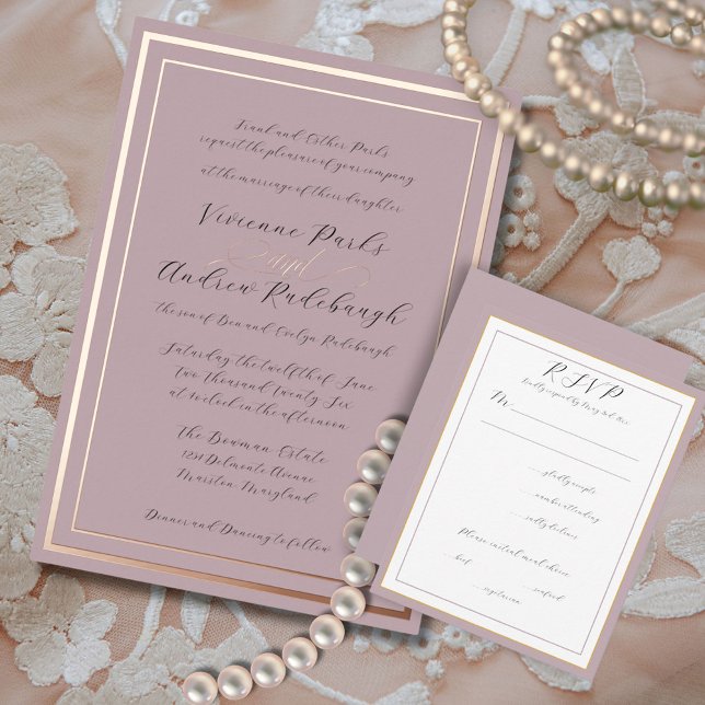 Elegant Skript Förbränd lavender 2 OSA Kort (Classy Burnished lilac color is subtle and feminine. Trendy smoked hue for 2025)