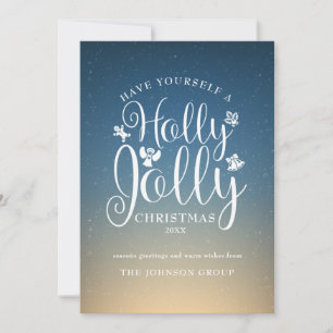 Elegant skript Företags Holly Jolly Julkort
