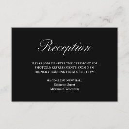 Elegant Skript Formal Black Wedding Reception Tilläggskort
