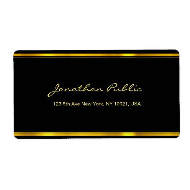 Elegant Skript Guld Mall Chic Leveransadress Fraktsedel (Framsidan)