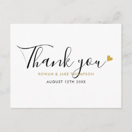 Elegant skript Guldhjärta Modern Tack Vykort