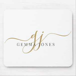 Elegant skript guldmonogram initialer namn  musmatta