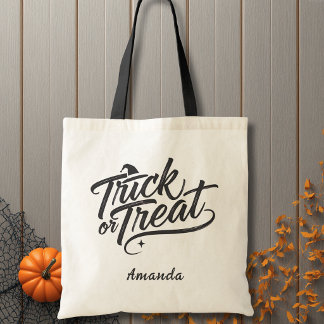 Elegant skript Halloweenknep eller godis Tygkasse