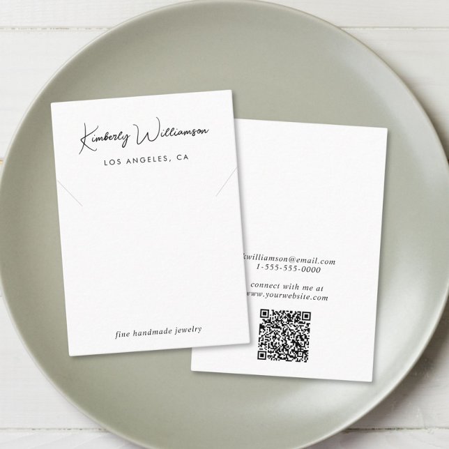 Elegant skript halsband smycken visningskort visitkort (Empower your name in our signature script as your logo and brand identity)