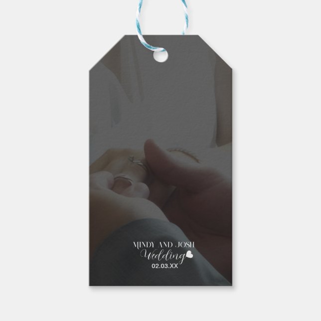 Elegant Skript Hjärtfoto  Presentetikett (Framsidan)