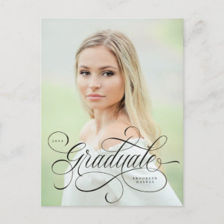 Elegant skript i svart på ett enda foto studenten vykort