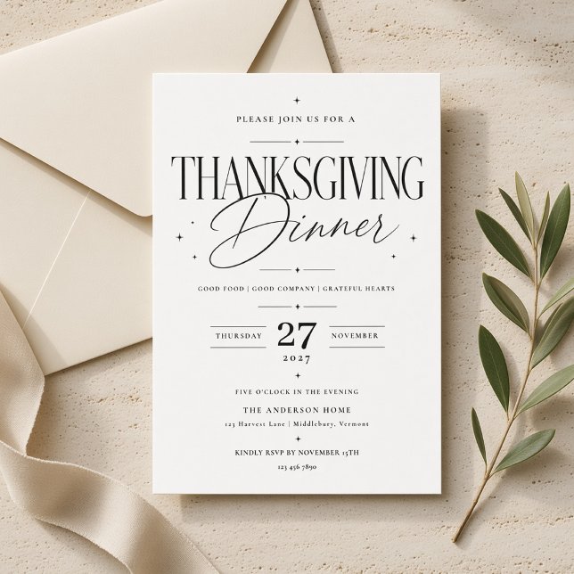 Elegant skript inbjudan till Thanksgiving-middag (Skapare uppladdad)
