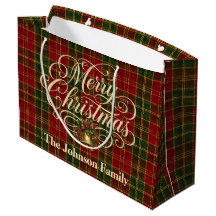 Elegant skript Jul Familjenamn Plaid