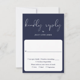 Elegant skript kalligrafi Navy Blue Bröllop OSA Kort