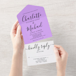 Elegant skript Lavendel Lila Minimalistisk Bröllop