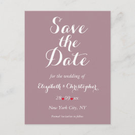 Elegant Skript Lila Bröllop Save the Date Vykort