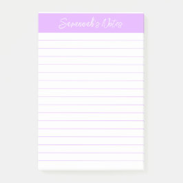 Elegant skript Ljus Lavendel Fodrad Personlig Post-it Block