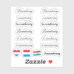Elegant, skript Luxemburg & Flagga /namn set Klistermärken