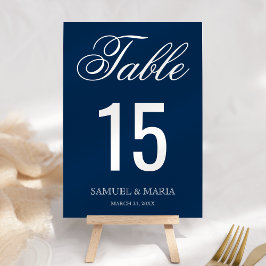 Elegant Skript Marinblå Bröllop Bordsnummer