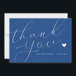 elegant-skript marseille bleu bröllop tack kort<br><div class="desc">Ett modernt tackkort från bröllop med ett underbart vitt skript på Marseille bleu färg. Lägg till ett personligt tack till dina gäster.</div>