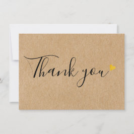 Elegant skript med guldhjärtan på rustik kraft tack kort