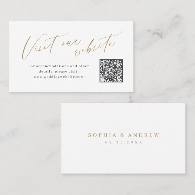 Elegant skript minimal QR-kod webbplats Infogakort Placeringskort (Fram/baksida)