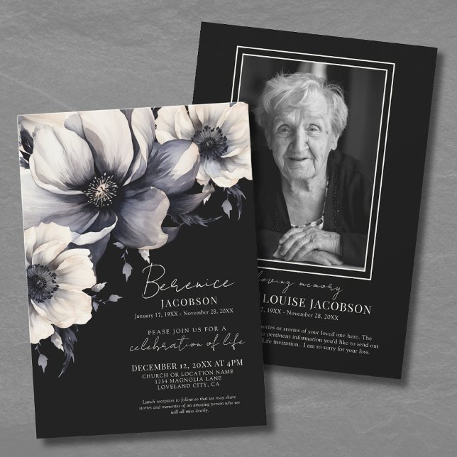 Elegant Skript Minnesfirande Av Livet Inbjudningar (Elegant Script Memorial Celebration Of Life Invitation)
