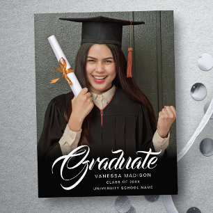 Elegant-skript Modern grad-fotomeddelande Vykort