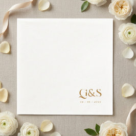 Elegant skript monogram och datum bröllop pappersservett