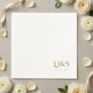 Elegant skript monogram och datum bröllop pappersservett