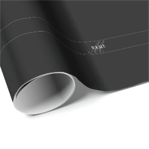 Elegant skript monogram redigerbar svart grå vit presentpapper