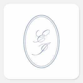 Elegant skript monogram självhäftande vigsel fyrkantigt klistermärke